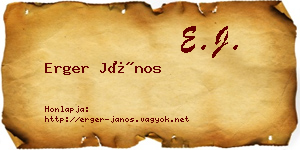 Erger János névjegykártya